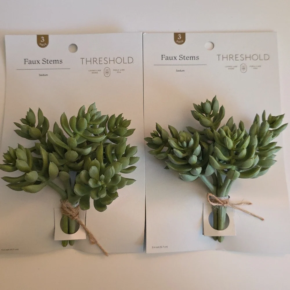 Threshold 3 Piece Faux Succulent Sedum Stems Green Indoor Decorative Plant